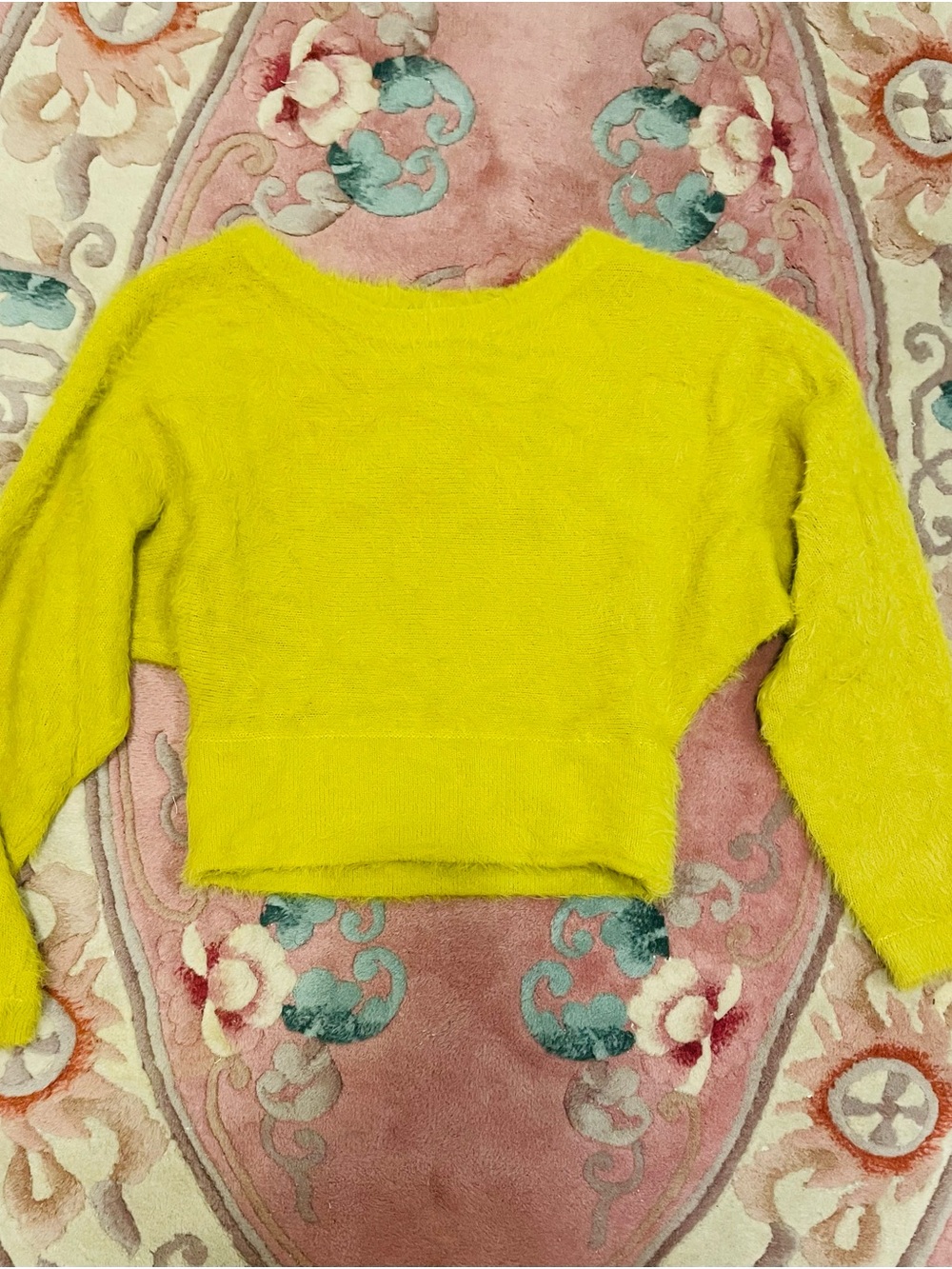 Bright Lemon Fuzzy Cropped Sweater from Forever 21